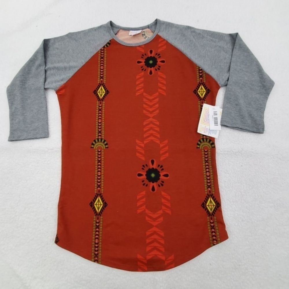 Lularoe Randy S‎ Raglan Red Tribal Ethnic Native Gr